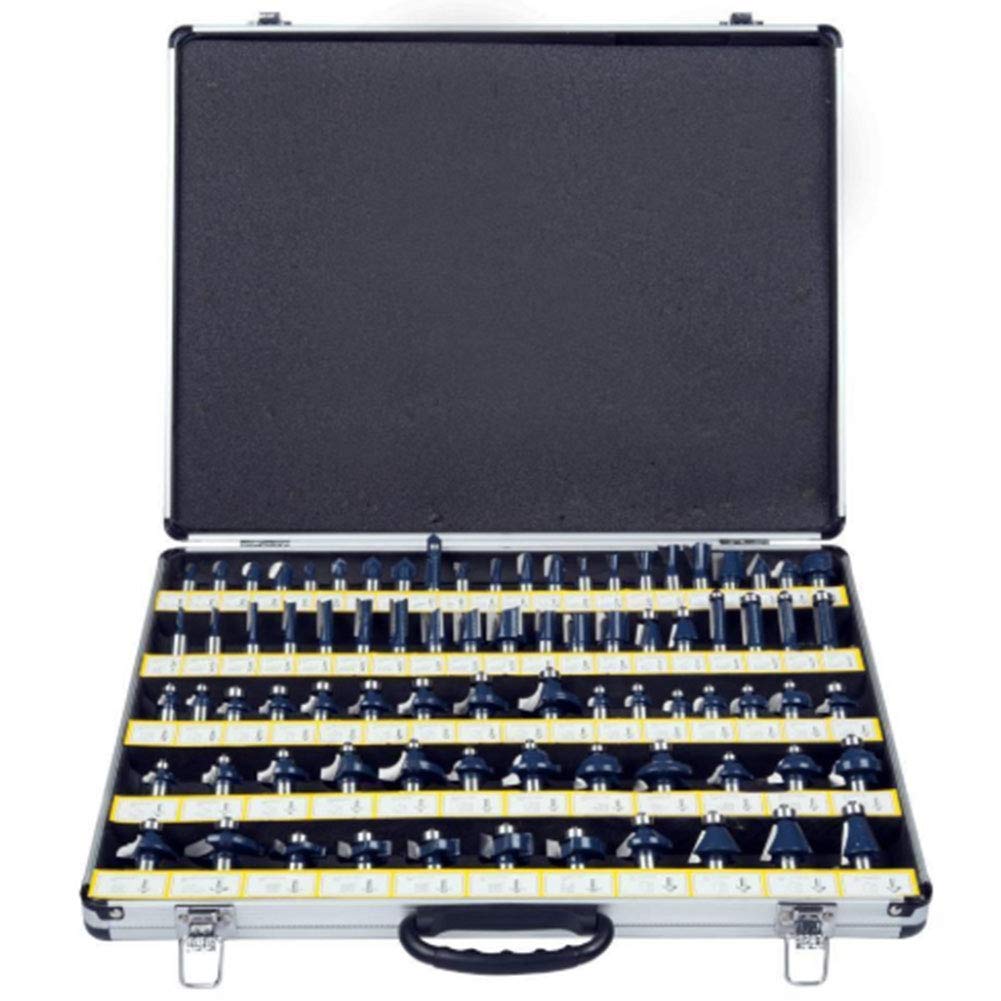Set di Punte Per Router Set di Linguette e Scanalature 80 Pezzi 1/2 Codolo,Rifilatore Fresa Per Legno Con Scatola di Immagazzinaggio,Fresa Per Smussatura Smussatura Lavorazione Del Legno in Lega