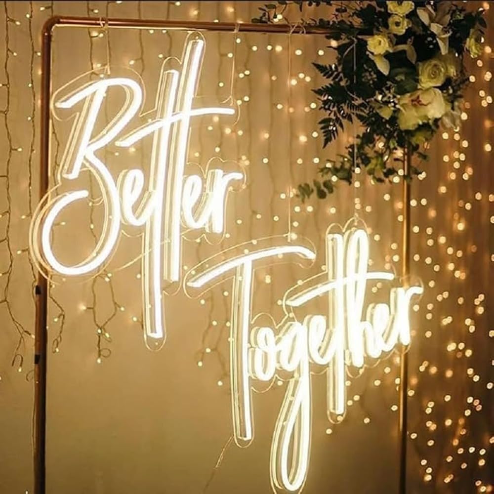 ALCXAZS Neon Sign Customizable Large Size Wall Decor Easy To Hook Home Bedroom Above Bed Wall Neon Wedding Sign Does Adapter
