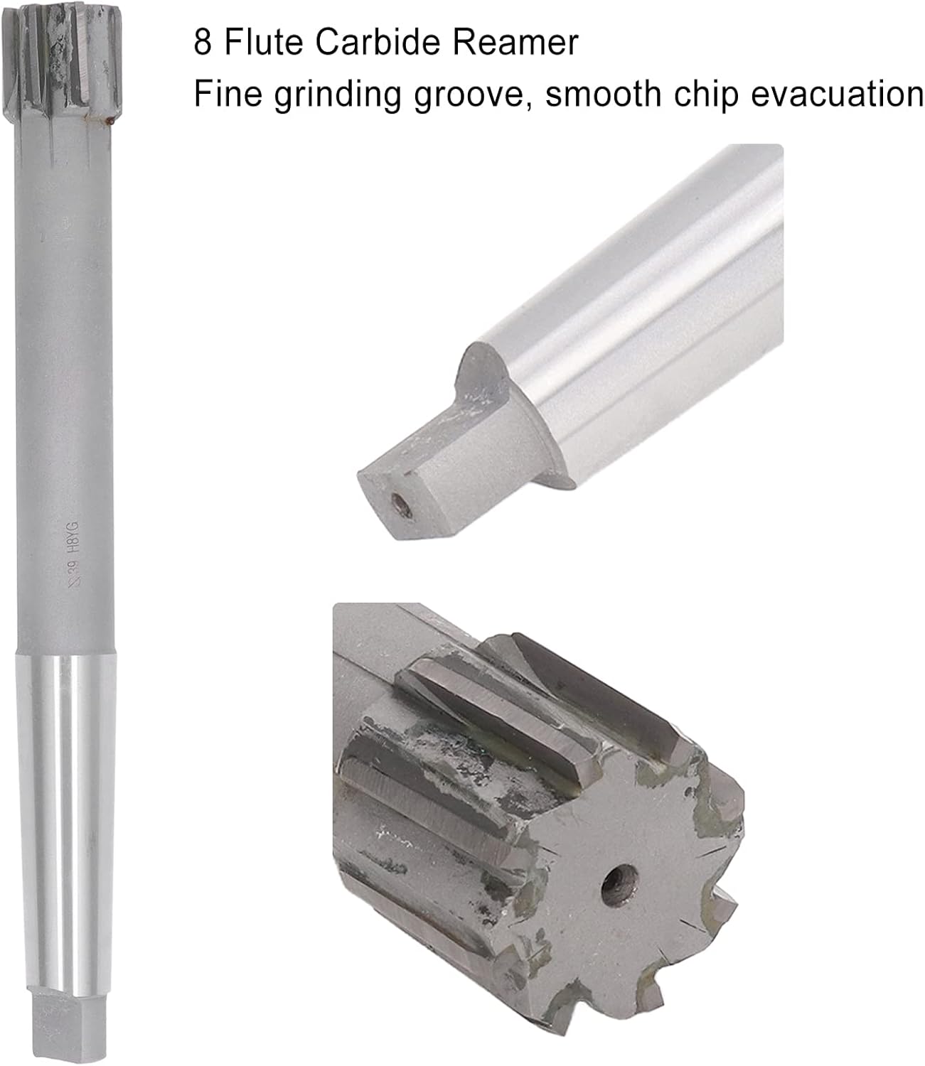 High Speed Steel Machine Reamer, 8 flute taper shank for precision metal reaming in industrial machining applications