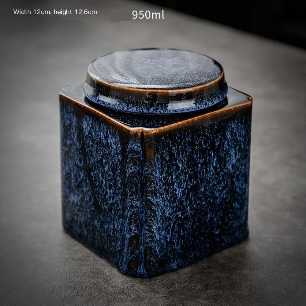 Boîte de rangement pour thé en céramique, forme carrée, taille moyenne, fermeture hermétique, idéale pour ranger thé, café et sucre dans la cuisine. Pot individuel pour une organisation optimale de