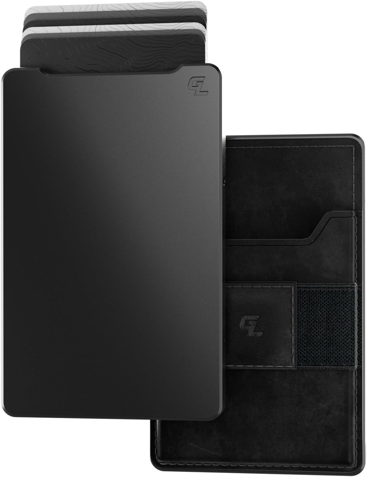 Magnetic Thumb Swipe Groove Wallet - Men's Minimalist Low Profile Aluminum Credit Card Holder with RFID Blocking, Gun Metal / Black Leather Go, Minimalist