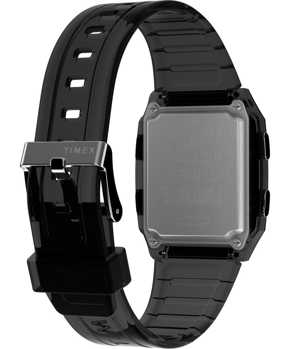Timex Męski cyfrowy zegarek kwarcowy z plastikowym paskiem TW2W96500, Czarny, pasek