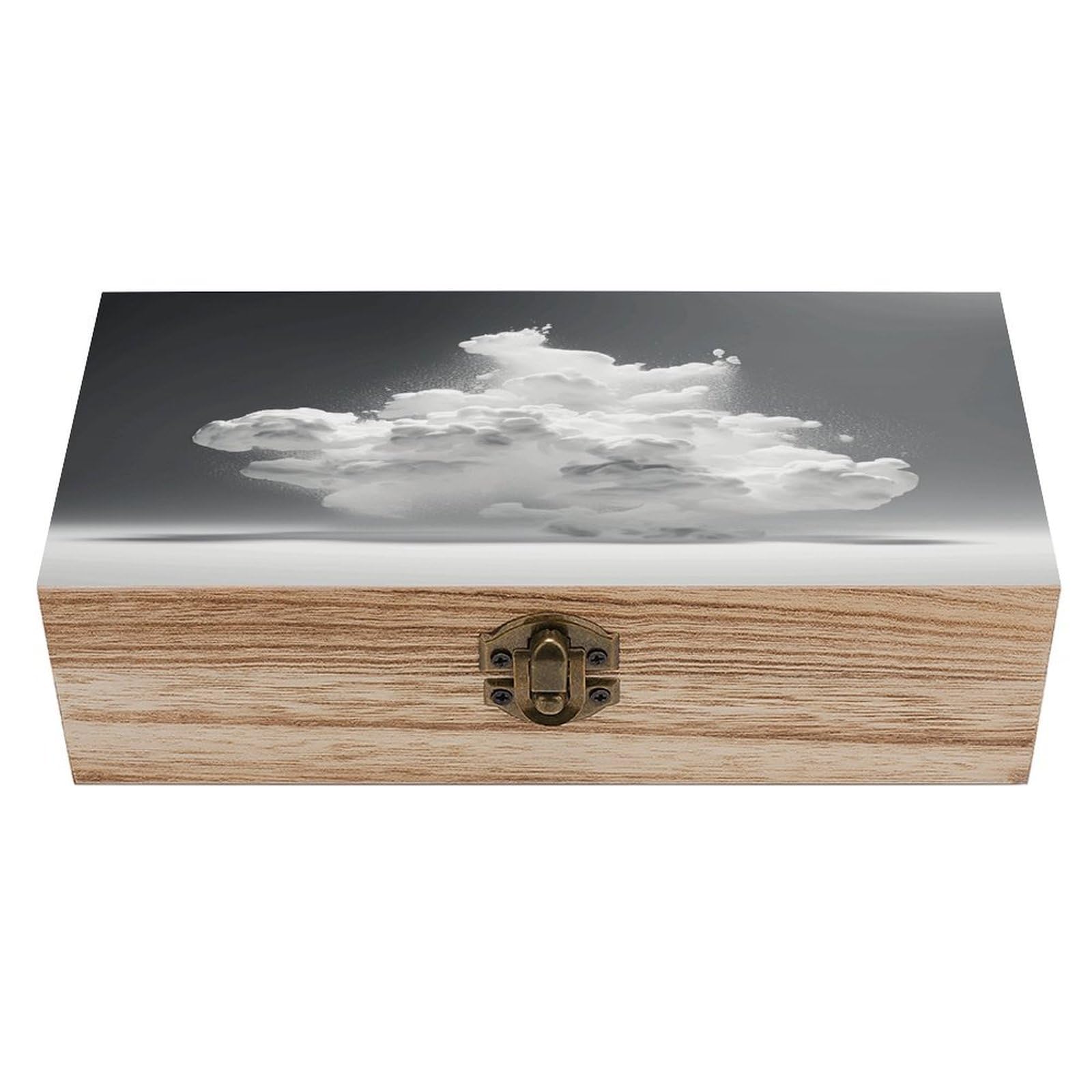 asbwuo A Cloud Floating Wood Keepsake Box Wooden Box with Hinged Lid