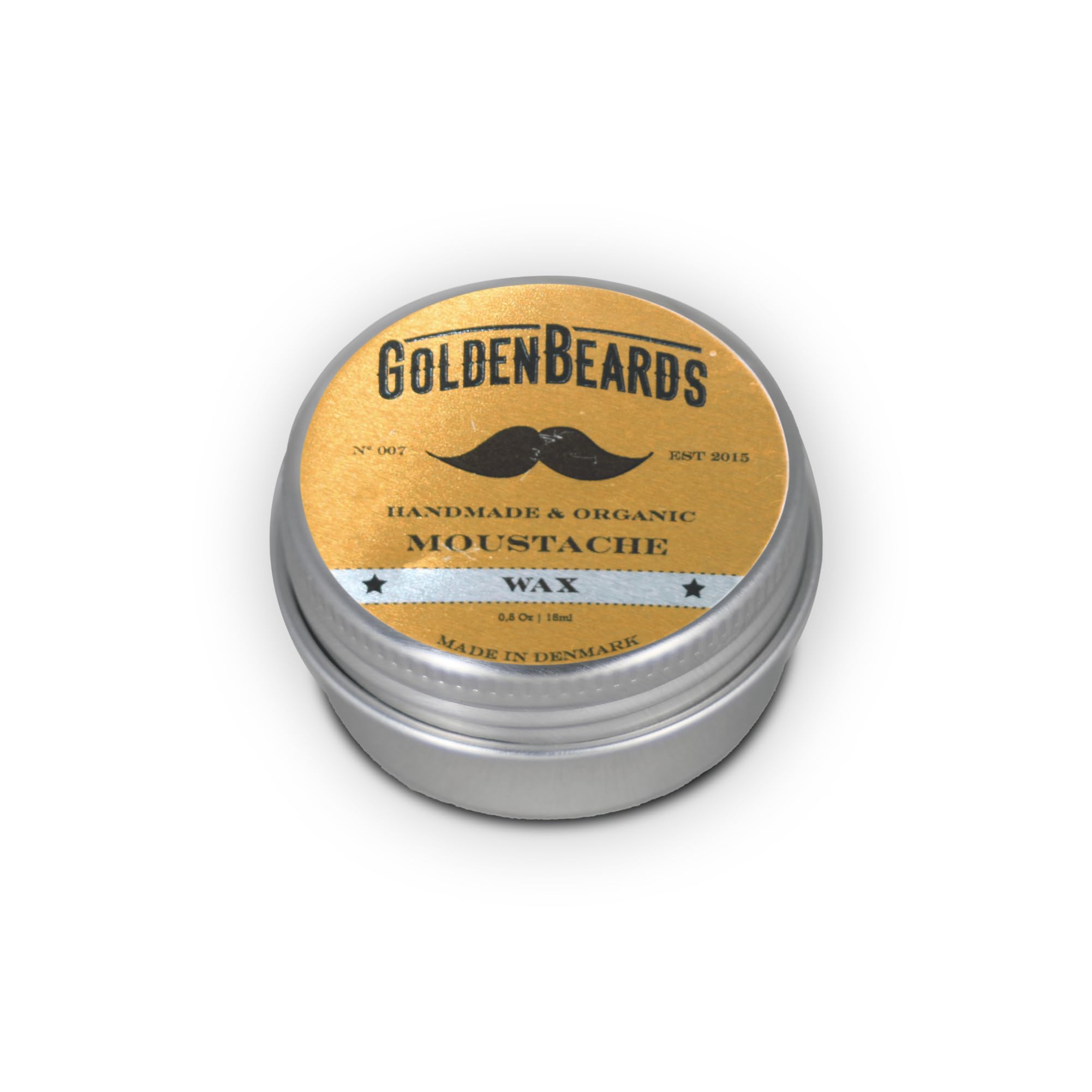 Golden Beards Mustache Wax – Organic & Natural Medium Hold Styling Wax for Men, Nourishing Beeswax & Oils, Handmade in Denmark – 15ml (0.5oz)