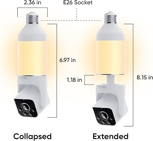 Miniatura 2 de WYZE Cámara de seguridad con bombilla, 2K HD cámara de bombilla para exteriores, visión nocturna a color, bombilla LED regulable, detección de
