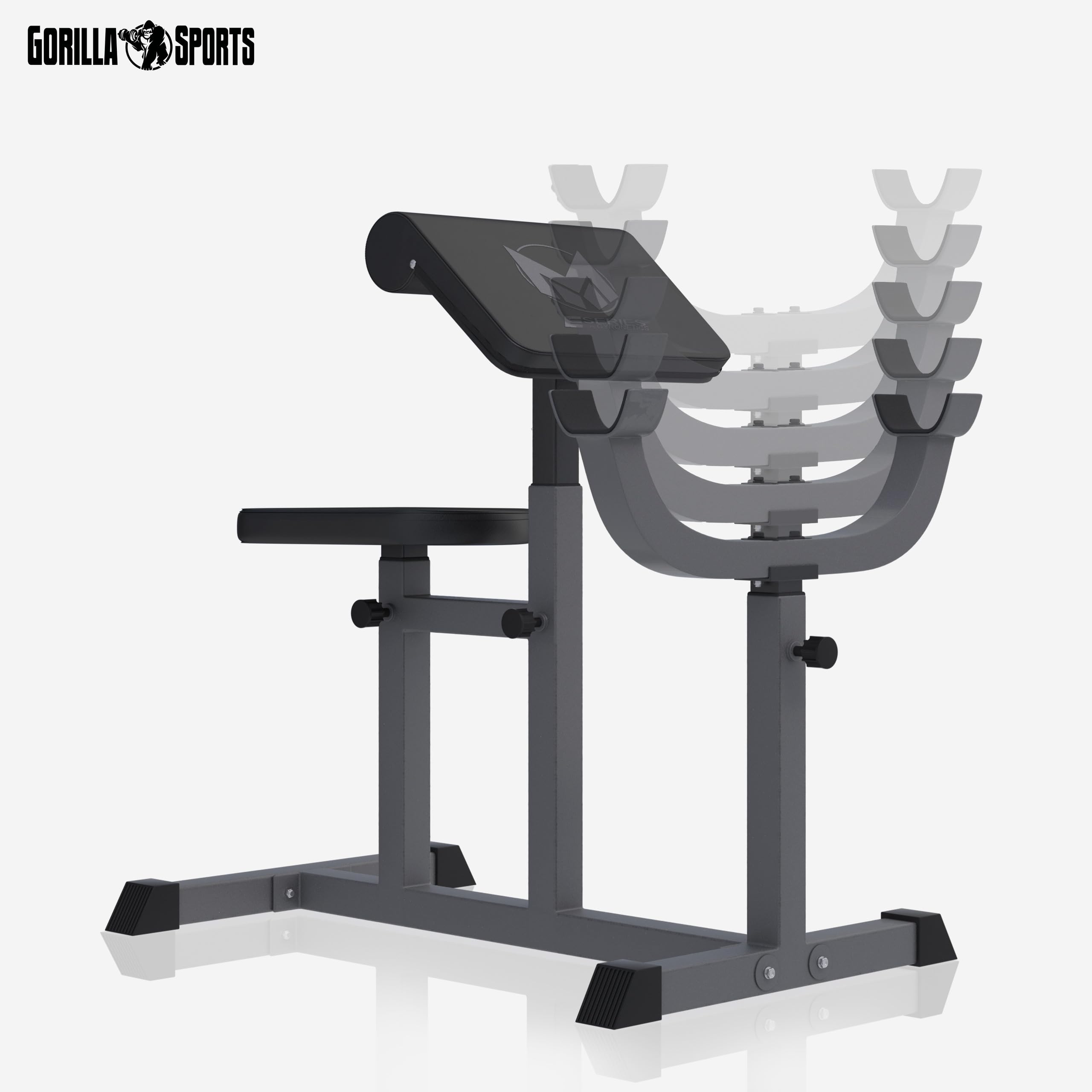 GYRONETICS® Panca per Bicipiti - Supporto Bilanciere, Altezza e Sedile Braccia Regolabile, con Curl Pult, Carico Max 150 kg - Panca Pesi, Scottbank Palestra, Fitness, Casa, Allenamento