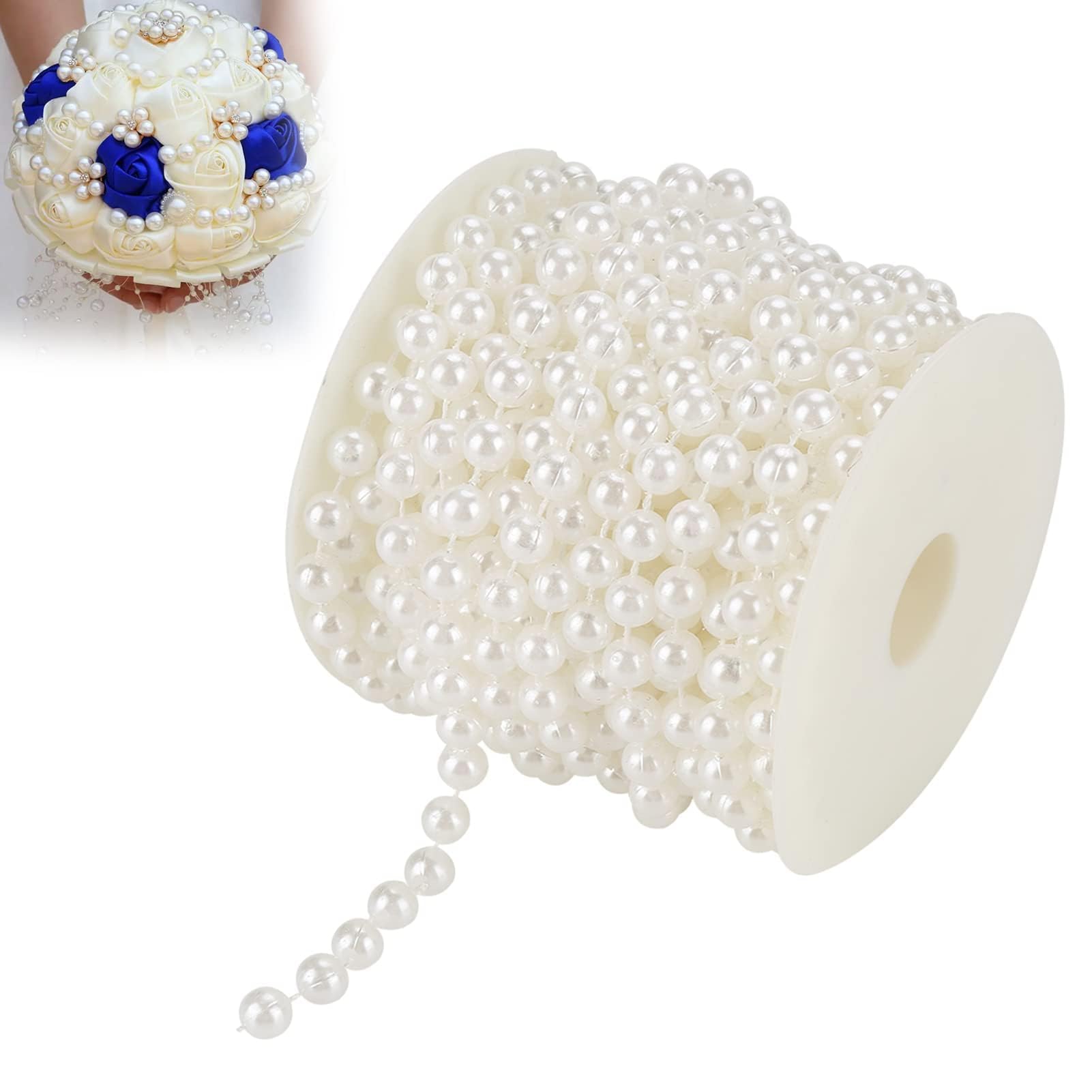 Set di Collana di Perle Decorative,10m Perle Artificiali Stringa Tenda Appendere Ghirlanda di Perline di Perle Finte da 8 mm Perline di Perline per Feste perline decorative per l'artigianato di perle