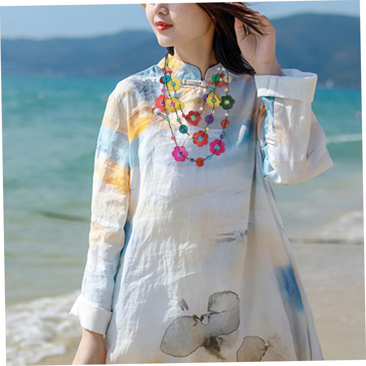 6pezzi Collana Etnica Bohemia Di Cocco Con Perle Colorati Per Occasioni Speciali e Festività