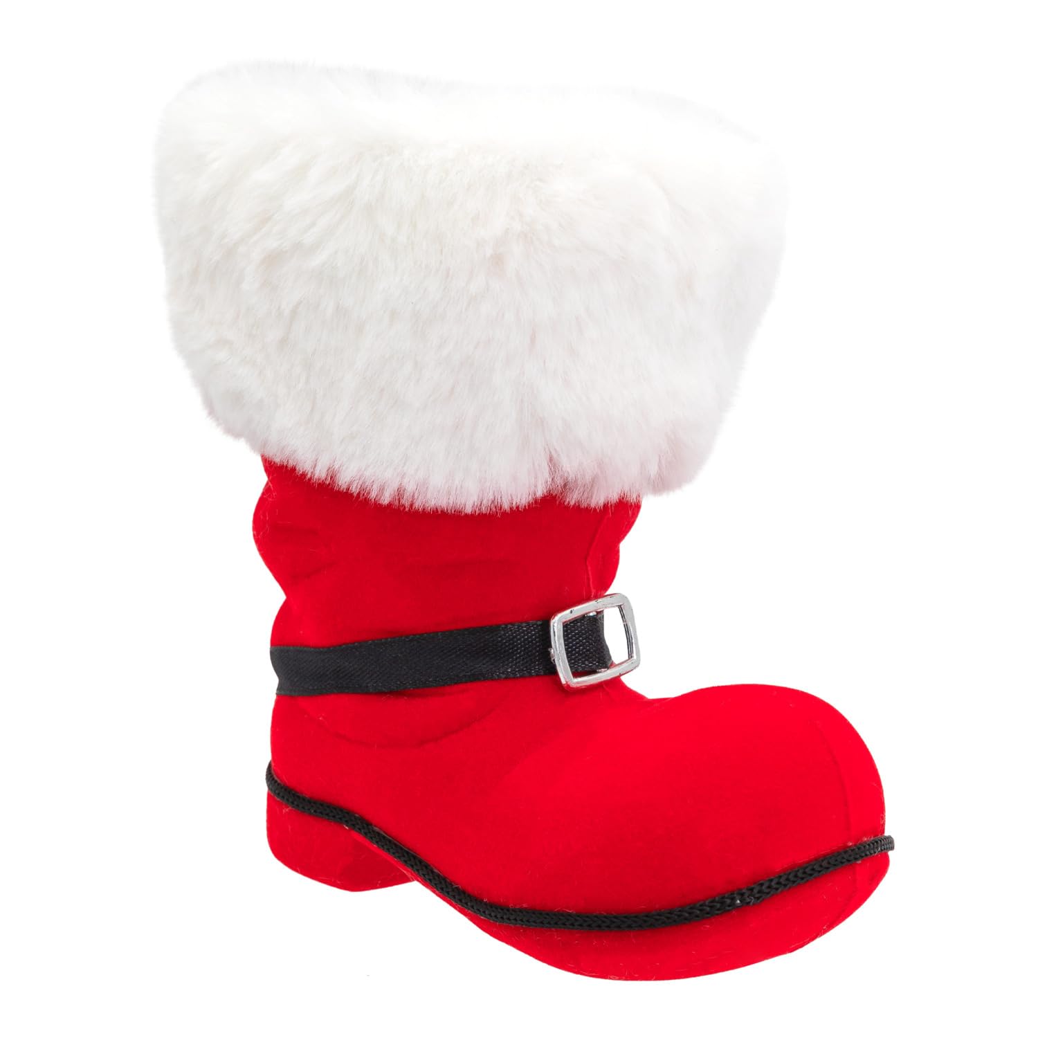 Idena Red 30539-Santa Claus Approx. 16 X 11 X 18 Cm, Flocked Boot With Buckle And Fur Trim, Christmas Decoration Or Gift Wrapping, 18 Cm