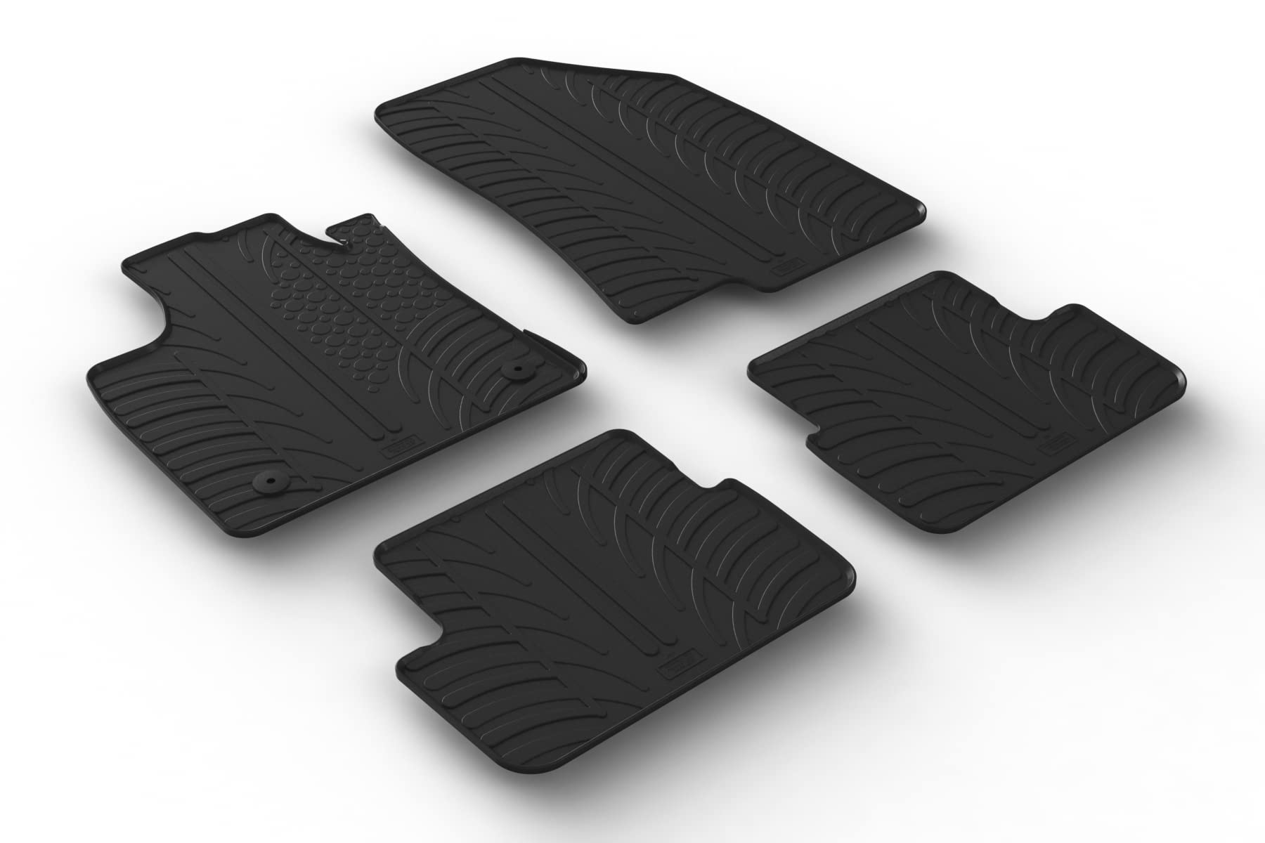 Gledring Set of Rubber Mats Compatible with Dacia Sandero III 2020 Onwards Including Stepway (T Profile 4 Pieces + Mounting Clips)