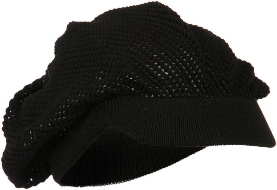 Mesh Deep Crown Visored Beanie - Black