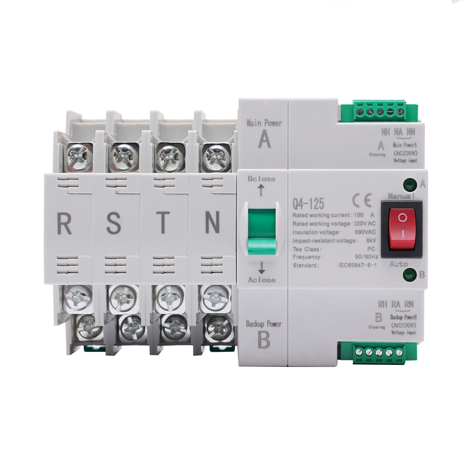 Przełącznik transferowy Dual Power Automatyczny AC 230V 4P 63A Przełącznik obciążenia Przełącznik zasilania awaryjnego, do zastosowań komunalnych UPS Falownik Solarny