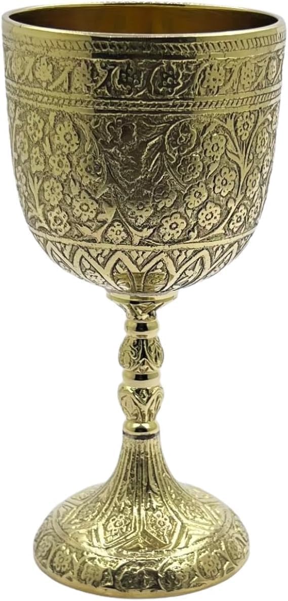 Copa dorada de fantasía con diseño medieval exclusivo de 9.8 pulgadas