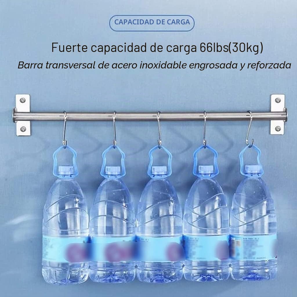 Escurridor de platos multifuncional montado en la pared con barra for colgar, escurridor de platos plegable con escurridor, escurridor de platos de acero inoxidable con 3 ganchos móviles, plateado