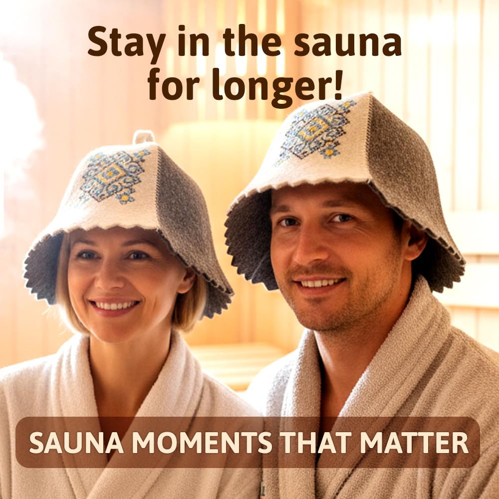 SHSH trade group Sombrero de sauna de lana ucraniana Bordado Ornamento Azul Vyshyvanka,Sombrero de sauna Finlandés,Sombrero de sauna para hombres,Sombreros de sauna ruso
