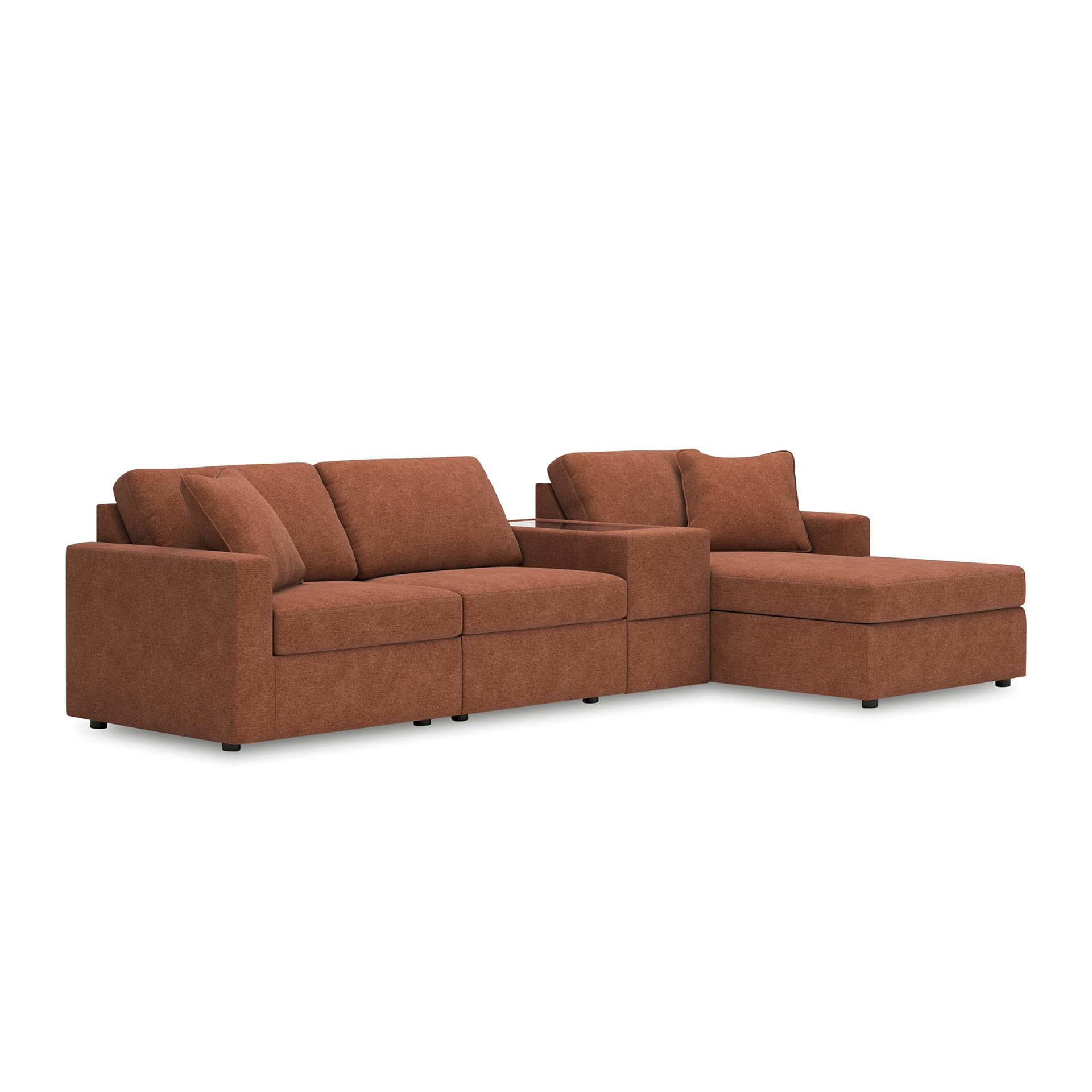 Signature Design by Ashley Modular Sofa Sectional with Chaise, Spice Orange