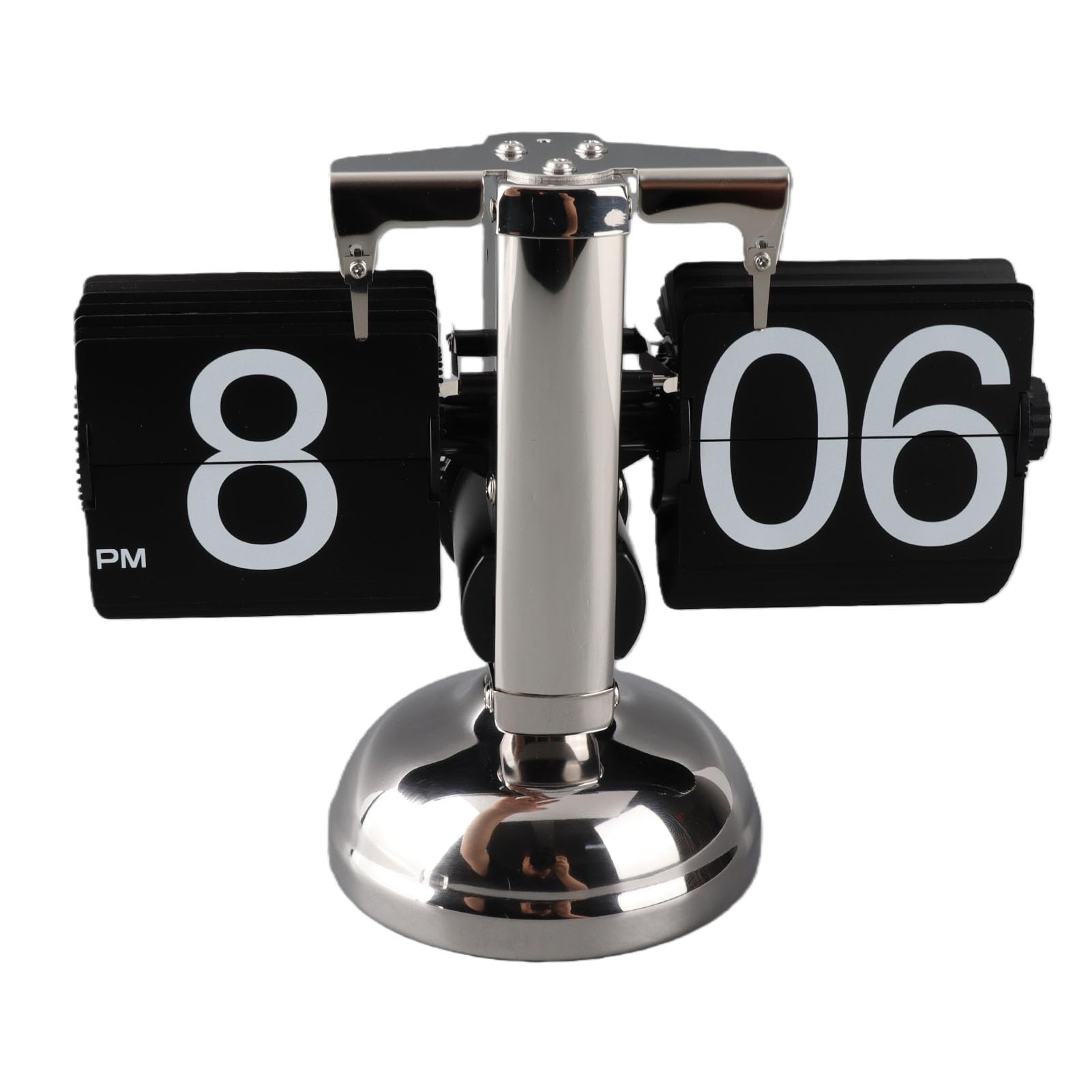 Cocoarm Digitale Flip-Down-Uhr, Retro minimalistische mechanische Auto-Flip-Uhr, Edelstahl, große Zahlen, für Zuhause