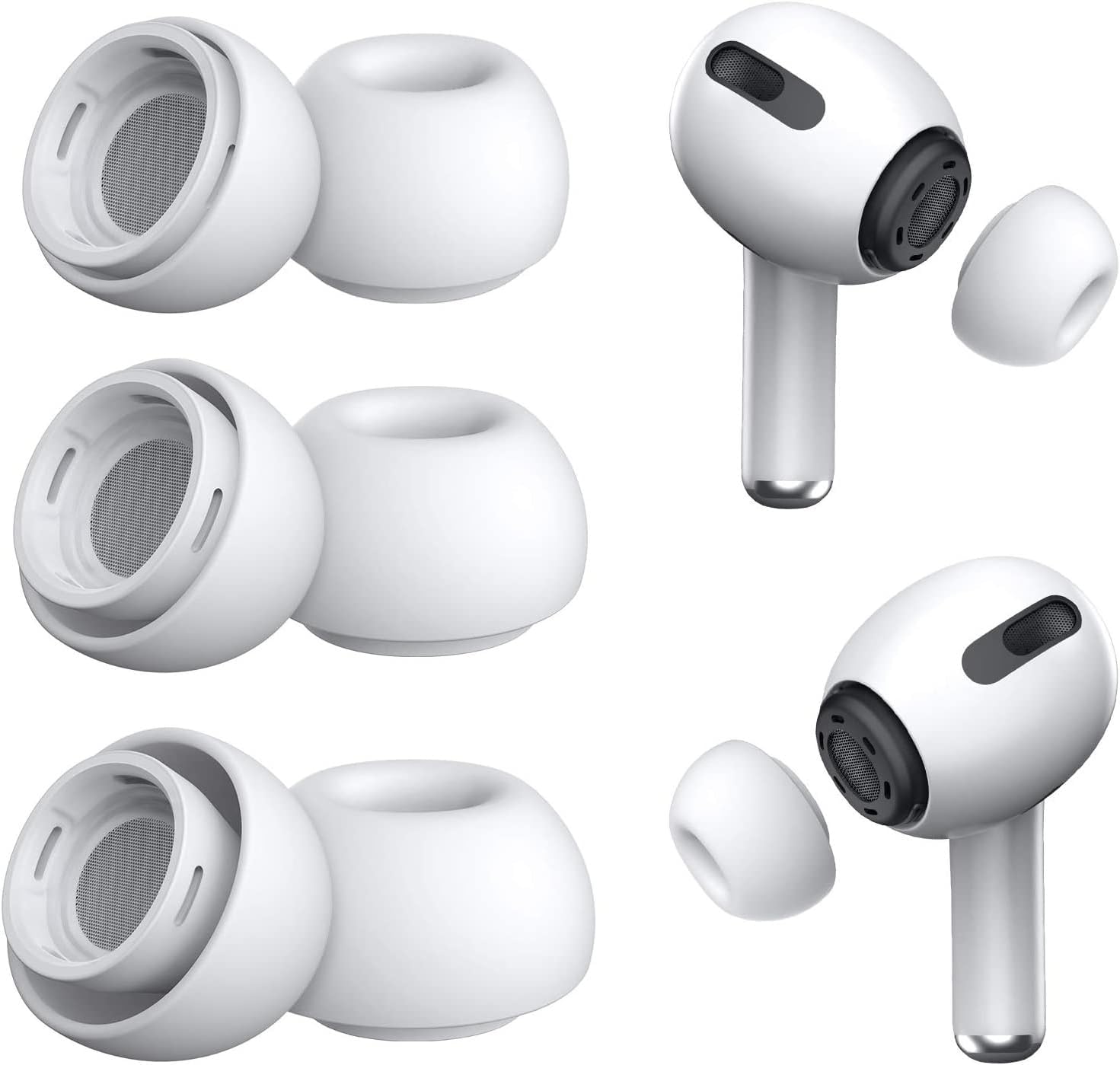 [3 Pairs] Replacement Ear Tips for Airpods Pro and Airpods Pro 2nd Generation with Noise Reduction Hole, Silicone Ear Tips for Airpods Pro with Portable Storage Box and Fit in The Charging Case(S/M/L)