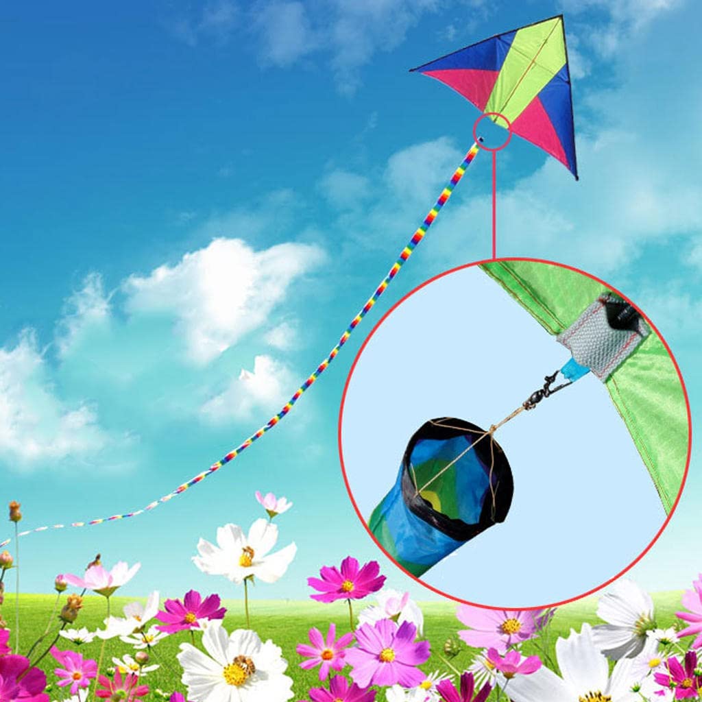zalati Kite Tube Tail 10 m/32.8Feet Windsock con stile arcobaleno per drone RC, aquiloni, spettacoli aerei, volo acrobatico
