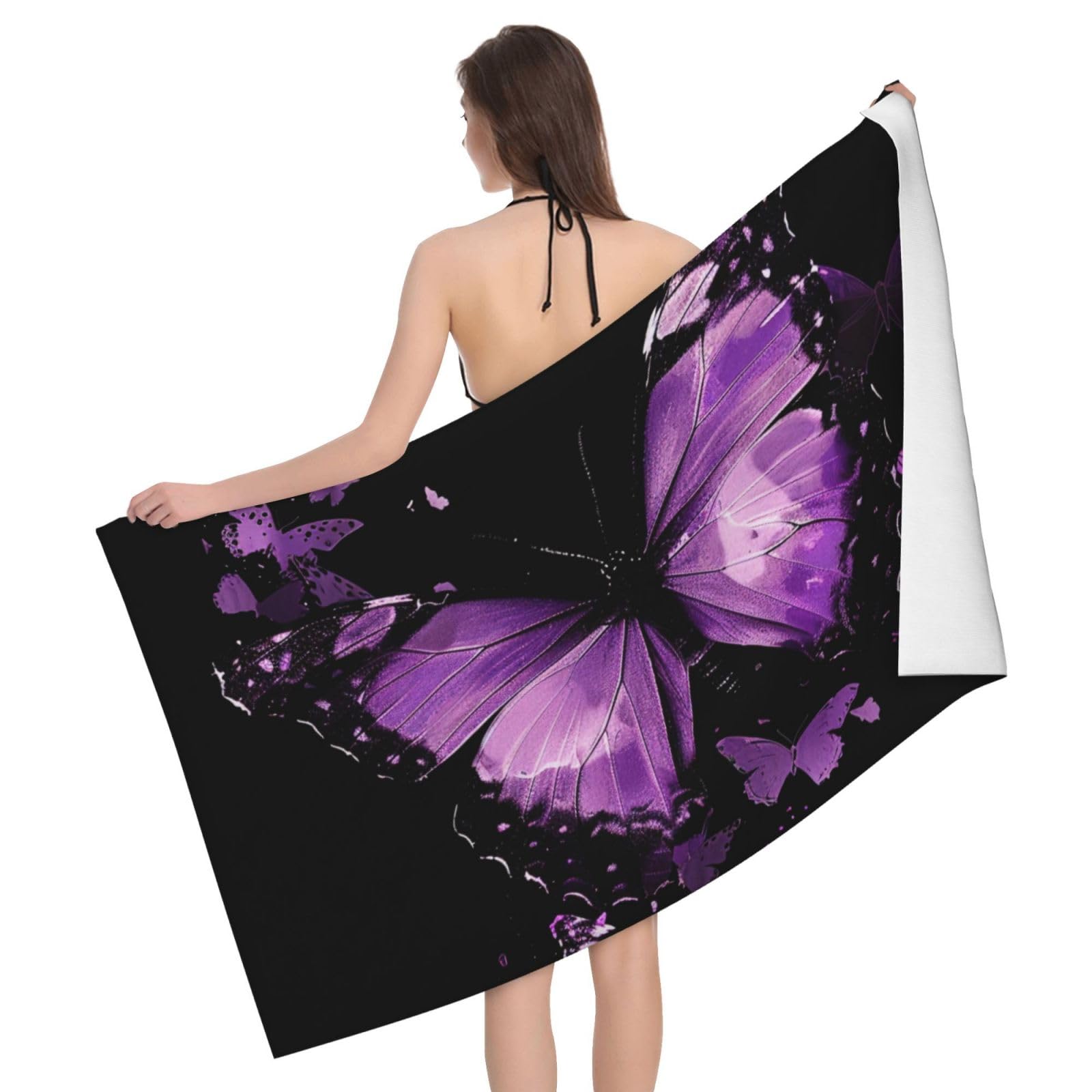 BWWHCCTI butterfly Printed Microfiber Quick Dry Bath Towel, Soft Beach Towels for Travel,Camping,Gym,Beach,Swimming,Yoga, 130x80 CM