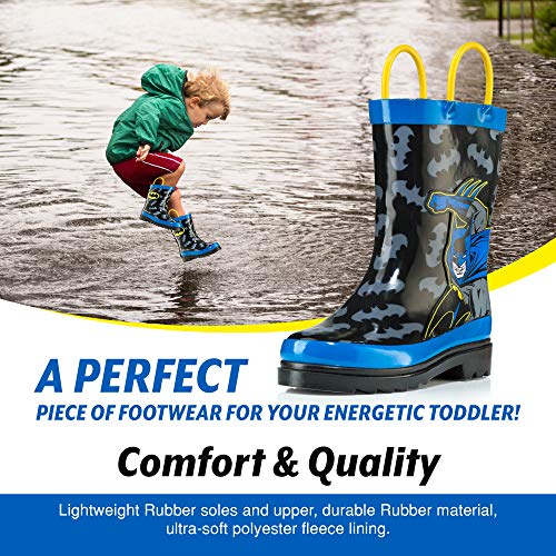DC Comics Kids Boys' Superman Character Printed Waterproof Easy-On Rubber Rain Boots (Toddler/Little Kids) 5