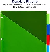 Vista 4 de Avery Separadores para carpetas de 3 anillas, juegos de 5 pestañas, separadores de carpeta de plástico de dos bolsillos con pestañas, multicolor, 3