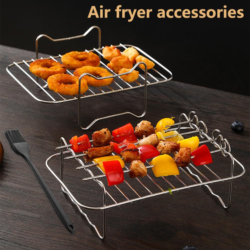 Griglia Impilabile Per Friggitrice Ad Aria, 2 Accessori Per Friggitrice Ad Aria A Doppia Zona In Acciaio Inox 304 96021001