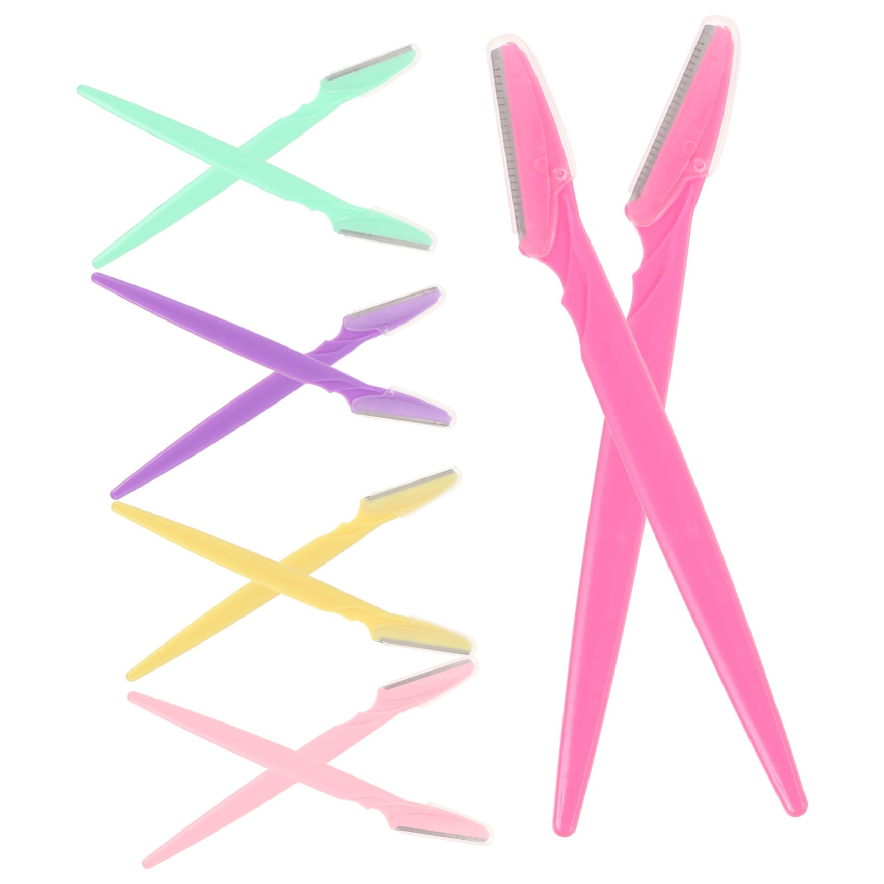 TOVINANNA 10pcs Portable Eyebrow Razors Handheld Shaping Tool Non-Slip for Women Travel Makeup Kit Random Color
