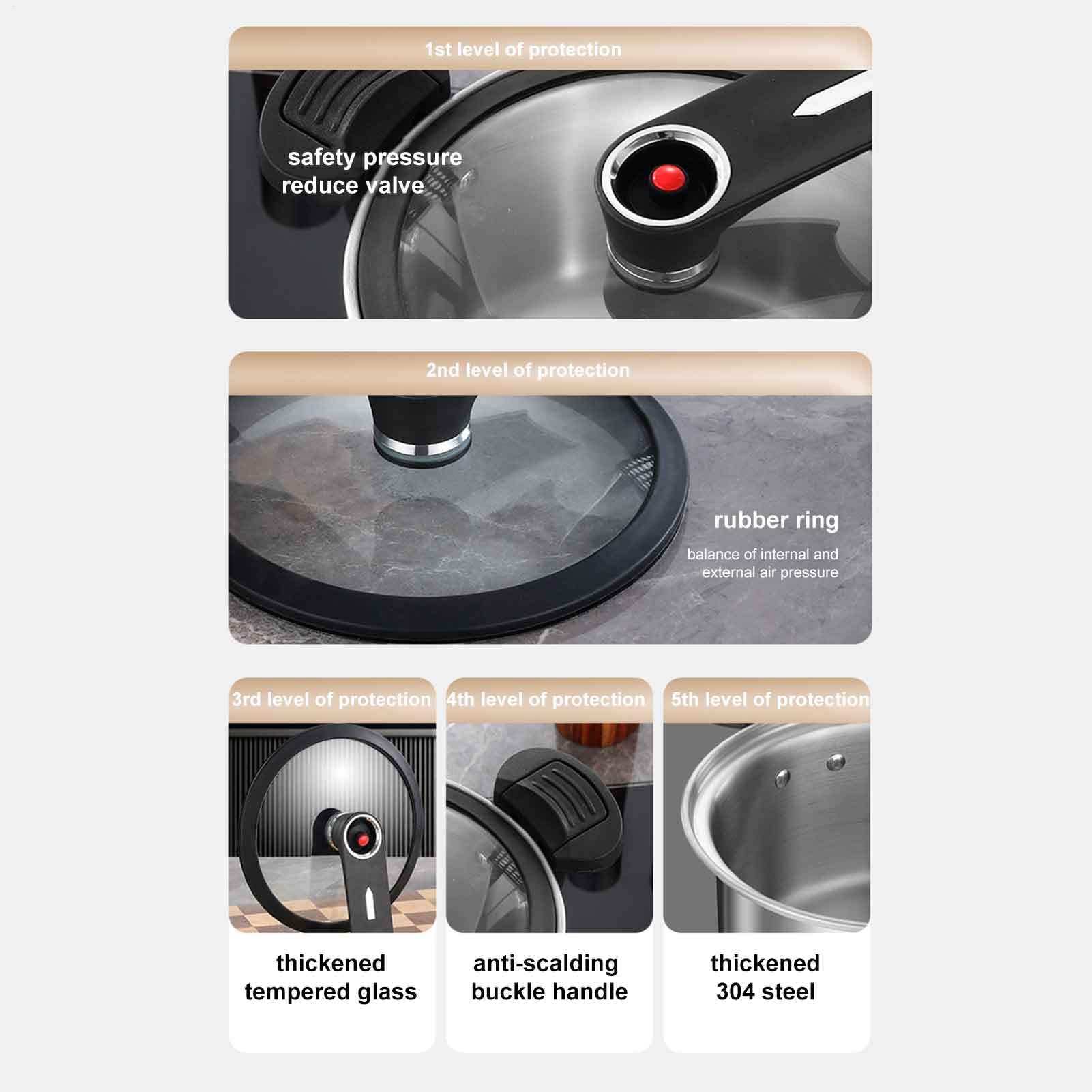 Olla a Presión de Acero Inoxidable Olla Expres Vaporera Y Hervidor | Cacerola Para Hervir Y Cocer Al Vapor para Granos Sopa Arroz Cocina Hogar Comedor Restaurante