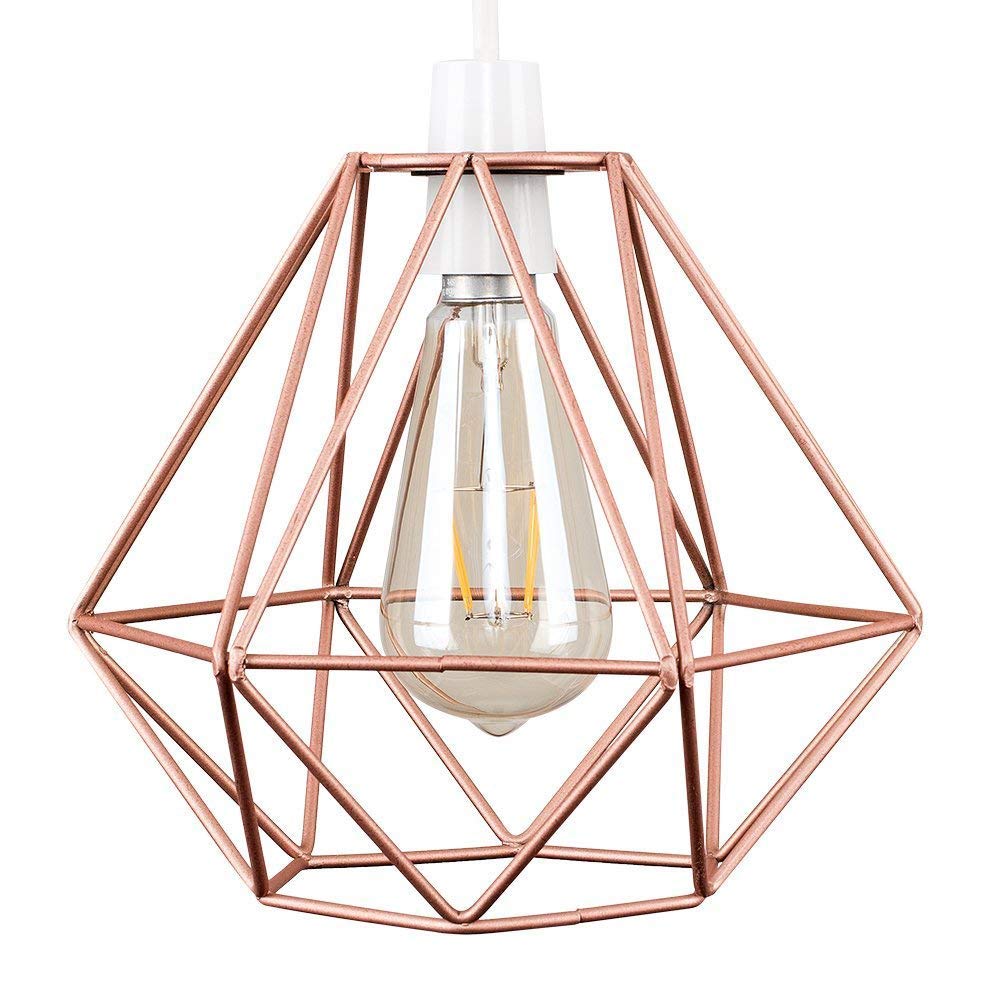 KXEcoLife Wrought Iron Light, Antique Creative Hanging Lamps, Rosed Wire Cage Lantern, Bar Crestaurant Decor Lighting Fixture/Pink