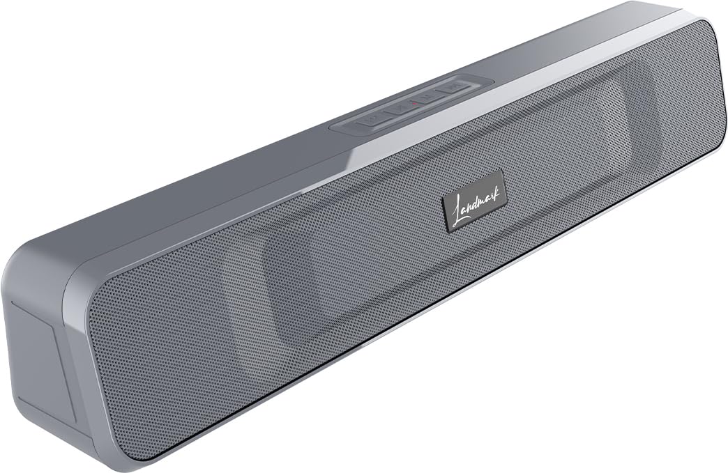 LANDMARK LM BT1123 Audio Bar 20W Bluetooth Soundbar Speaker with Subwoofer, BT v5.0, 1200mah Battery, Surround Sound, TF Card, USB, Upto 8 Hrs Playback, Built-in Mic Speaker (Grey)