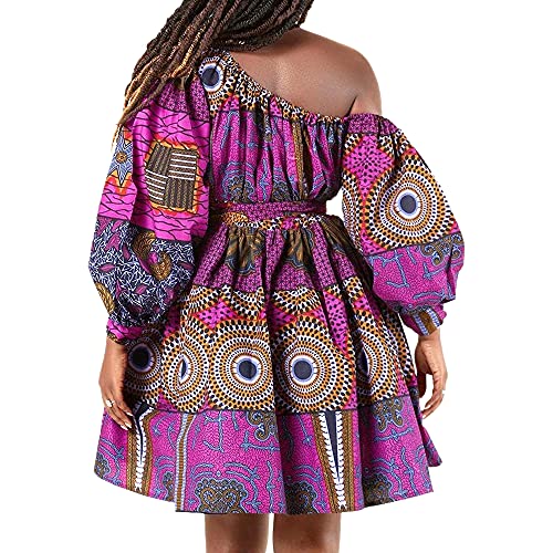 Image of Women Boho African Floral Print Pleated Short Midi Dress Multi-Way Dress for Casual Rave Club Party