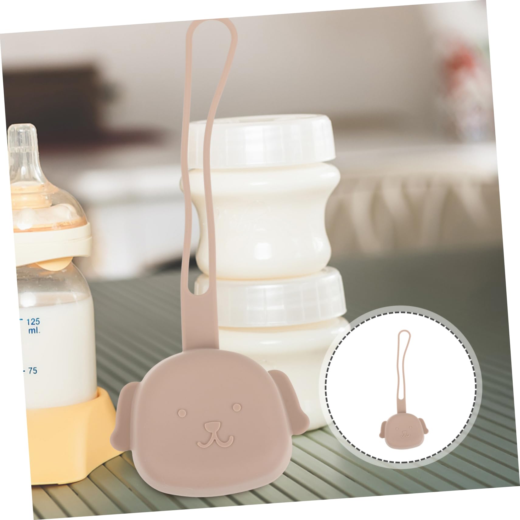 Toddmomy Cartoon Style Pacifier Case Reusable Silicone Pouch Bibs Pacifier Box for Travel