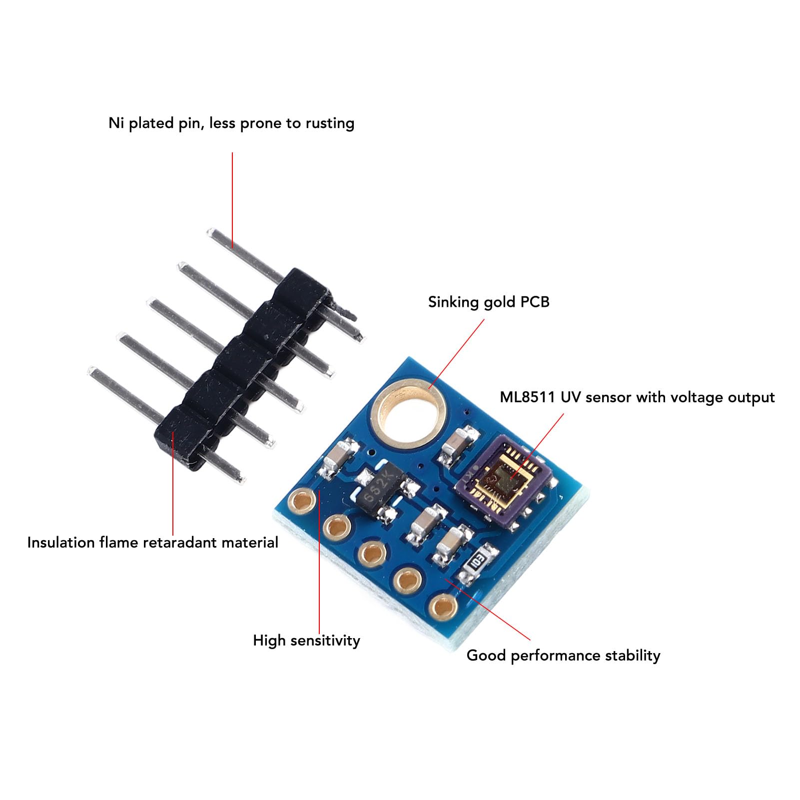 Präzise UV-Erkennung, GY 8511 UV-Sensormodul, Analoge Ausgangsstabilität, Ideal für Outdoor-Sportgeräte, Intelligente Heimsysteme
