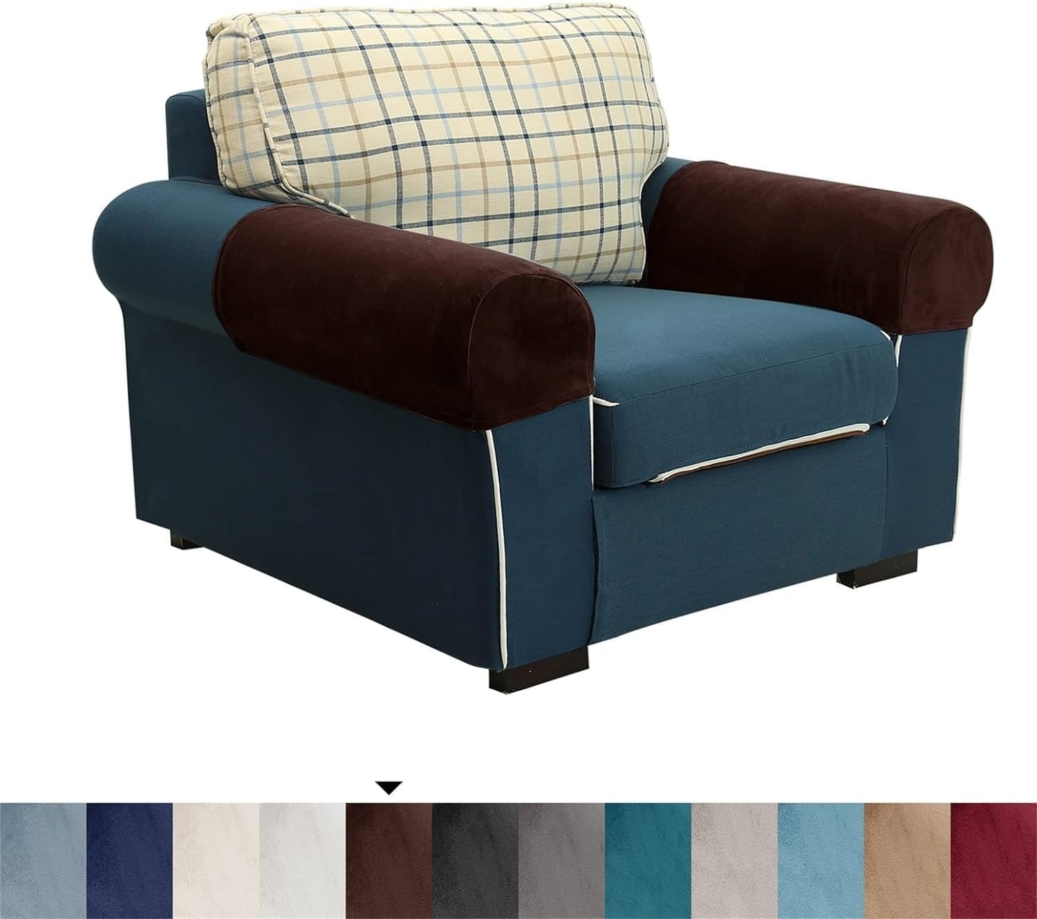 Armrest Cover Chair Arm Protectors Sofa Armrest Cover Stretch Armchair Slipcover Elastic Home Office Recliner Couch Protective Cloth (G 4pcs)