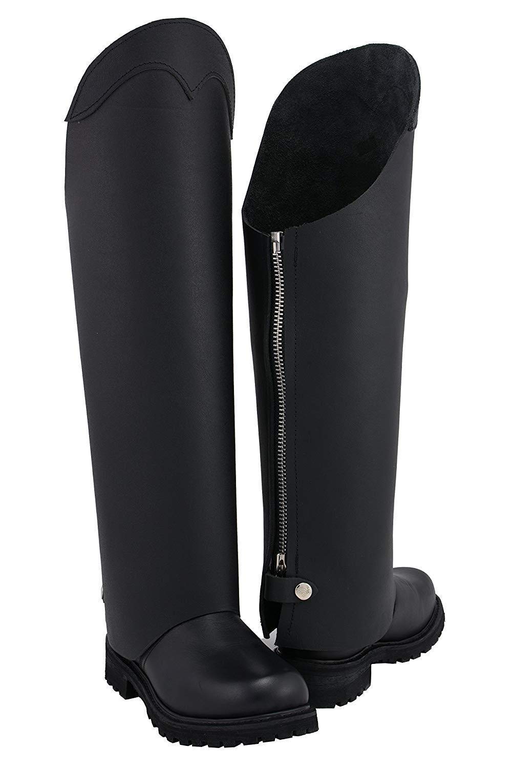 Milwaukee Leather MLM5556 Unisex Black Leather Tall Half Chaps with Back Zipper - X-Large