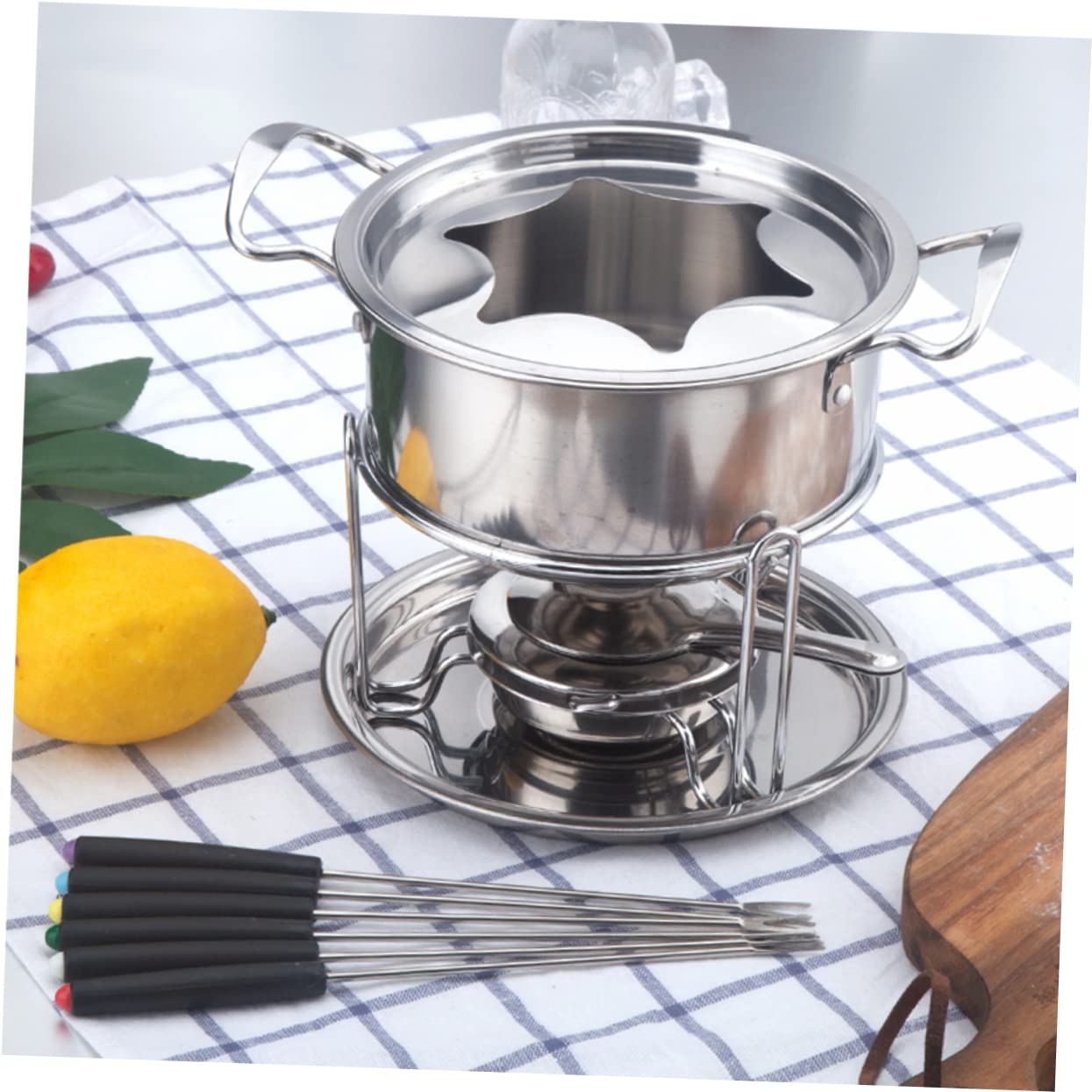 Ciieeo Stainless Steel Chocolate Melting Oven Melting Furnace Fondue Cups Fondue Set Accessories