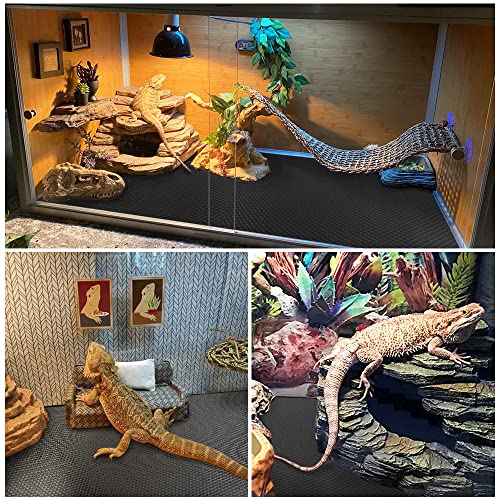 Image of Large Size 24 inchX 118 inch Reptile Carpet, Reptile Mat, Bearded Dragon, Bearded Dragon Tank Flooring, Snake Bedding, Bearded Dragon Tank Accessories (24 inchX 118 inch, 1 PCS Black Thicker Mat)