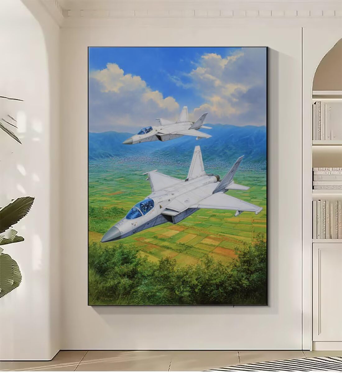 Flugzeug Kampfjets Malen Nach Zahlen Erwachsene, Paint by Numbers Adult Anfänger Kreativ Set für, Heimwerk Malen Nach Zahlen Kinder, Pinsel und 36 Acrylfarbe Als, Deko Wohnzimmer 60 x 80 cm BJHWK592