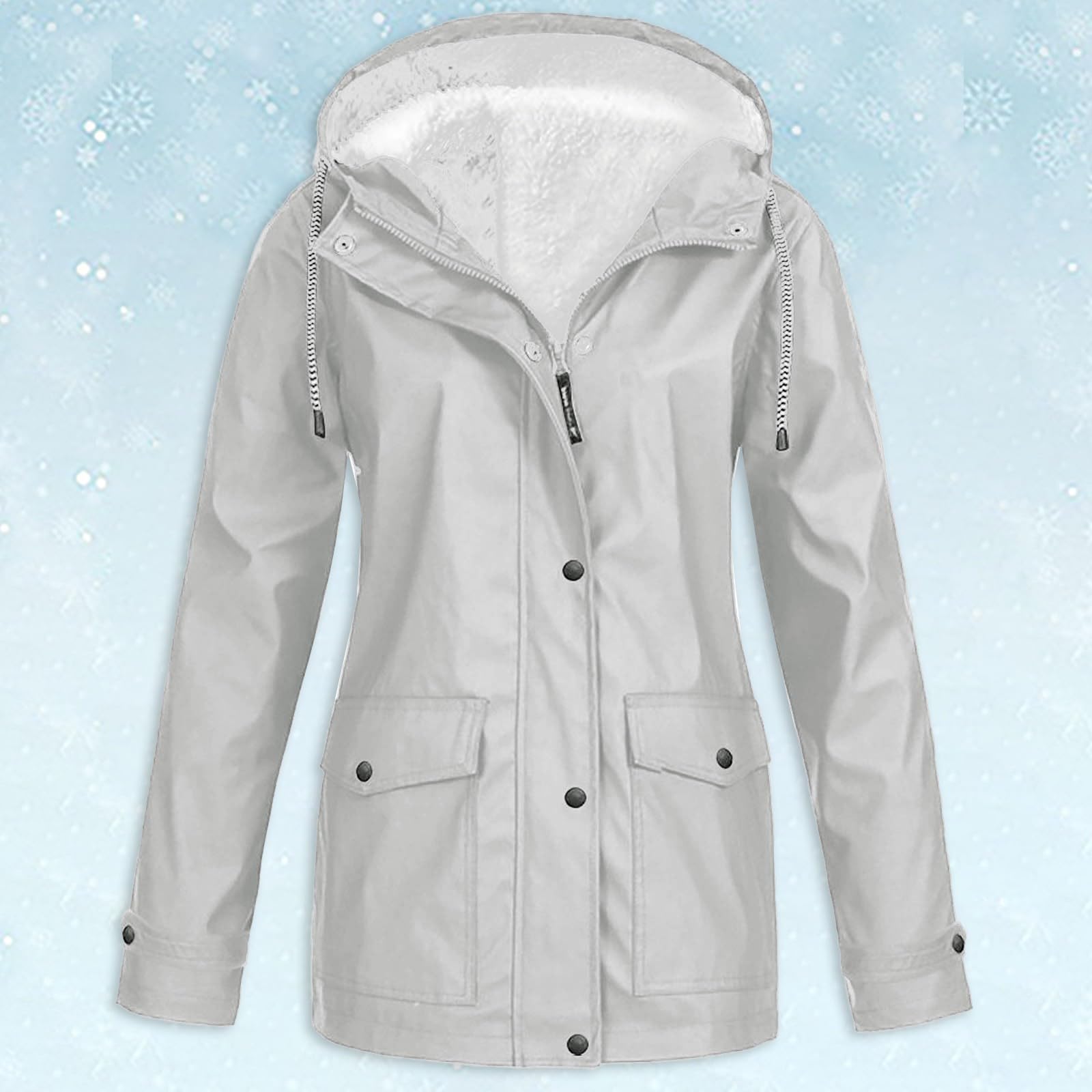 Poncho para La Lluvia-Chaqueta Polar De Invierno para Mujer, Ropa para Senderismo Al Aire Libre, Chaqueta con Capucha, Chaqueta RíGida Ropas Baratas Mujer Invierno