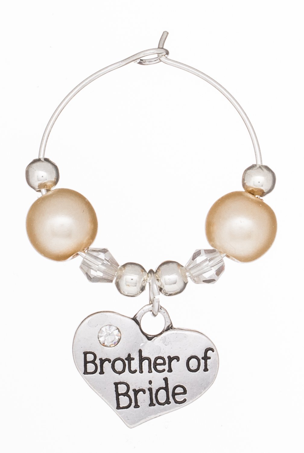 Libby's Market Place Silver Brother Of Bride Wedding Wine Glass Charm On A Gift Card