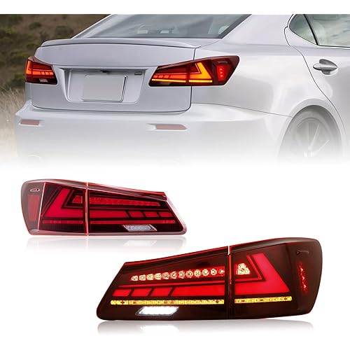 HCmotion Tail lights Assembly for 2006-2013 Lexus Sedan XE20/IS250/IS350/ISF, Tail Lamp With Start UP Animation LED DRL light & Sequential Turn Signal,Plug-and-play, LED Tail Lights Replacement