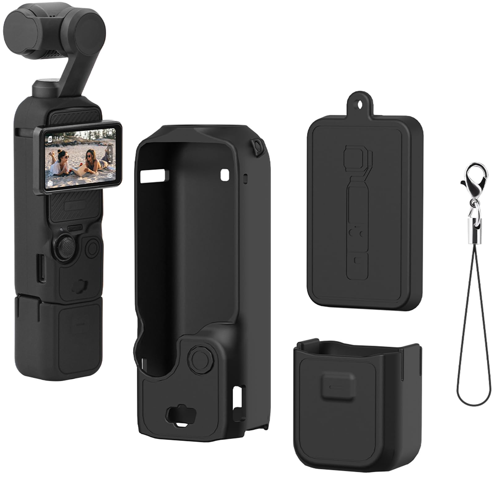 Buziba Silicone Protective Case Cover for DJI Osmo Pocket 3 Silicone Sleeve Protective Cover Handheld Gimbal Action Camera Accessories(Black)