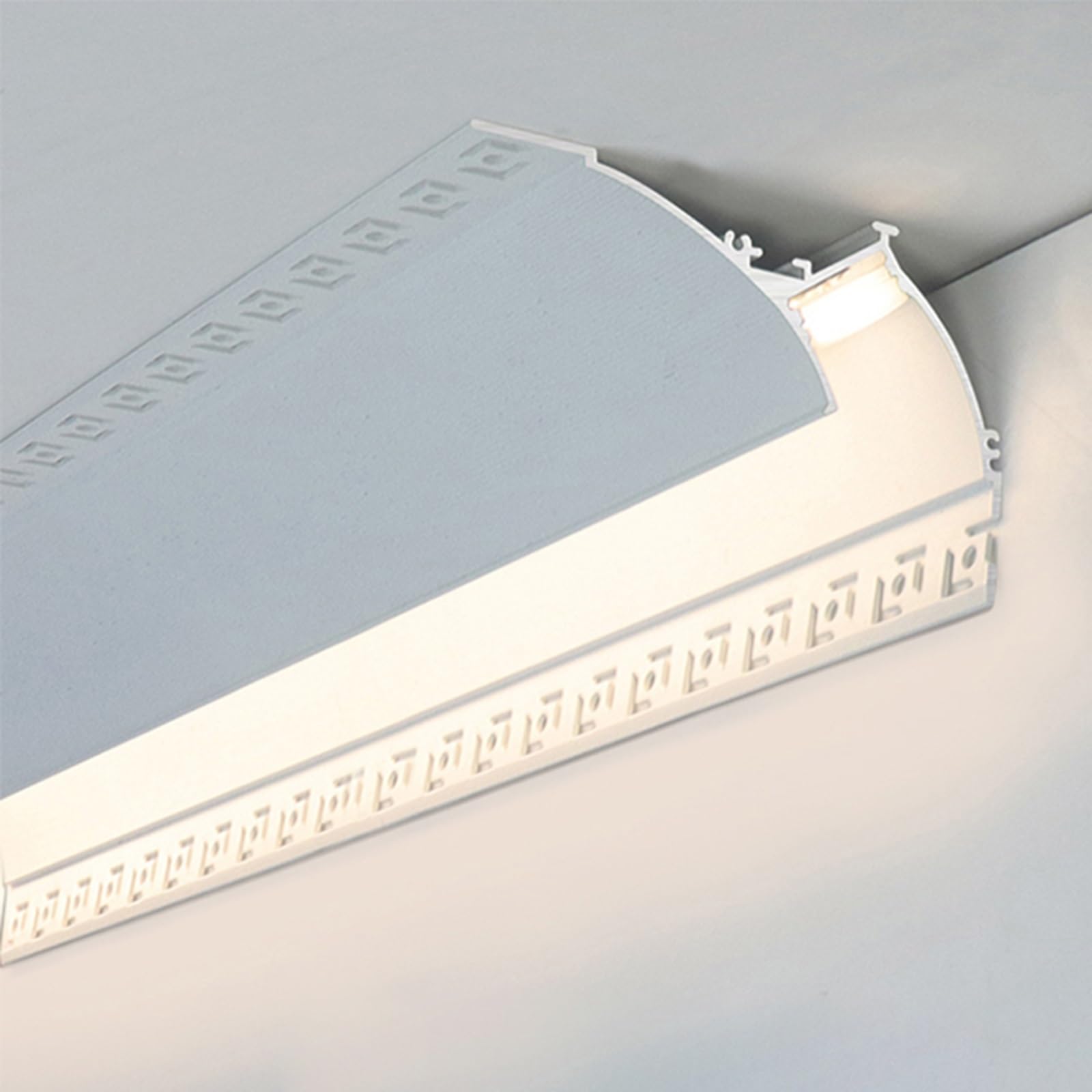 Listwy sufitowe, listwy do ramek gipsowych, profil kanałowy LED do taśm LED 8 mm, biały aluminiowy profil wykończeniowy sufitu/ściany 11 metrów z łącznikiem
