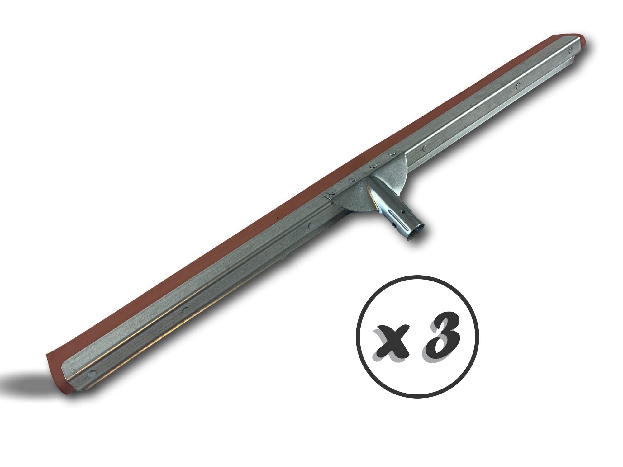 Szczotka do wycierania | Zestaw 3 | Wyciskacz wody do podłogi | Długość 75 cm | Wzmocniona guma neoprenowa czerwona | Bez rękawów | Odporne na zarysowania | Metalowe tulejki do uchwytu | Wytrzymałe | Kibros 1675x3