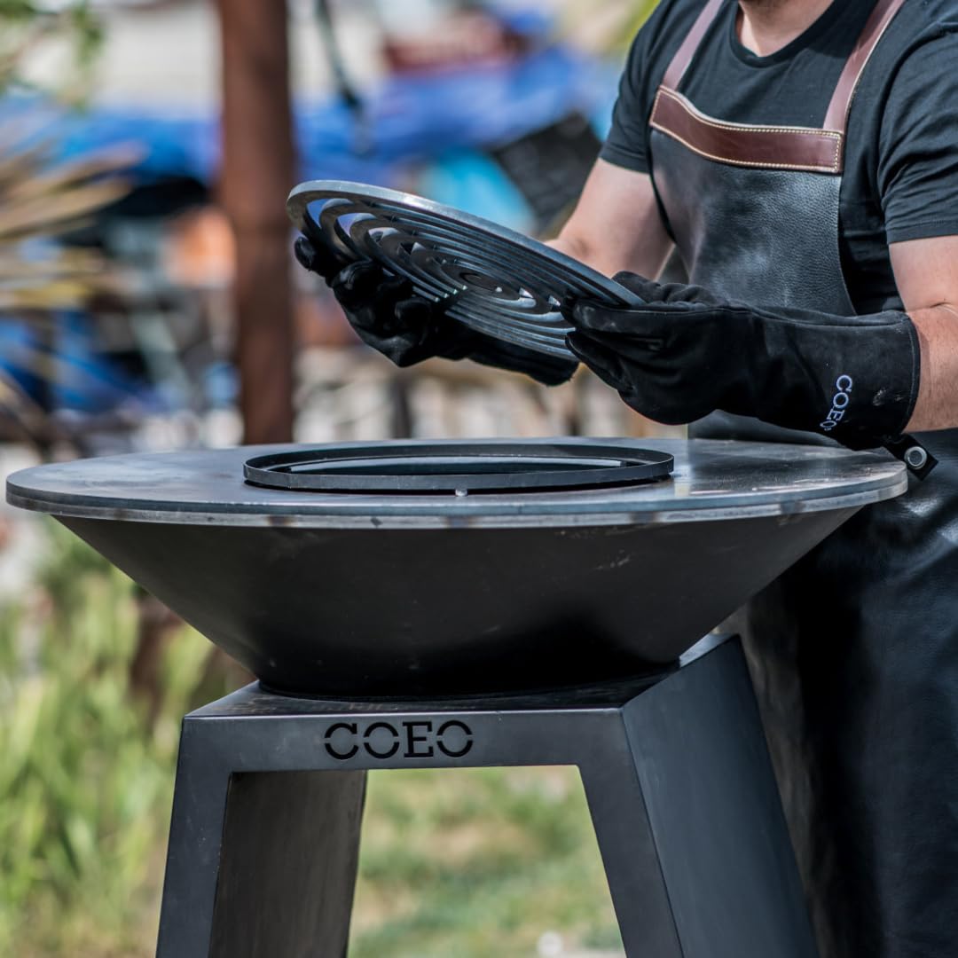 Gants Résistants à la Chaleur - Cuir Ignifuge - Haute Résistance - BBQ & Pro - Barbecue, Cuisine, Cheminée, Soudage, Four, Jardin, Camping, Atelier - Protection. 40x16cm