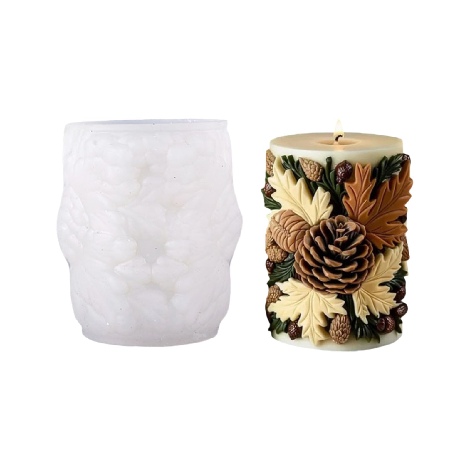 Tsophreniq Christmas Pinecone Embossed Cylindrical Silicone Mold for Soap Chocolate Baking Tool Epoxy Resin Making Mold Soap Baking Tool