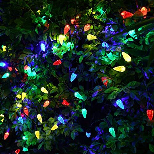 Solar Christmas Lights Outdoor C6 Strawberry String Lights, LED