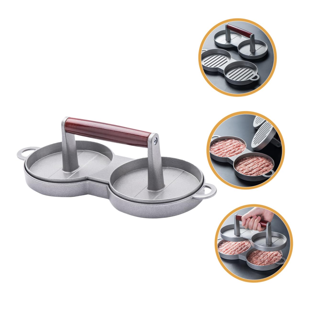 Cabilock Prensa para Hamburguesas de Aleación de Aluminio, Plata | Molde para Prensar Carne, Uso Diy, Diseño Robusto y Fácil de Usar, Accesorio de Cocina