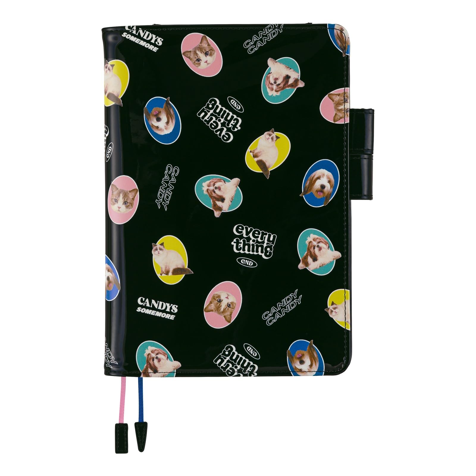 ほぼ日 Hobonichi Techo Pokrowiec na planer A5 – Candy Stripper: Random Dog & Cat (czarny) (rozmiar Cousin, tylko okładka)